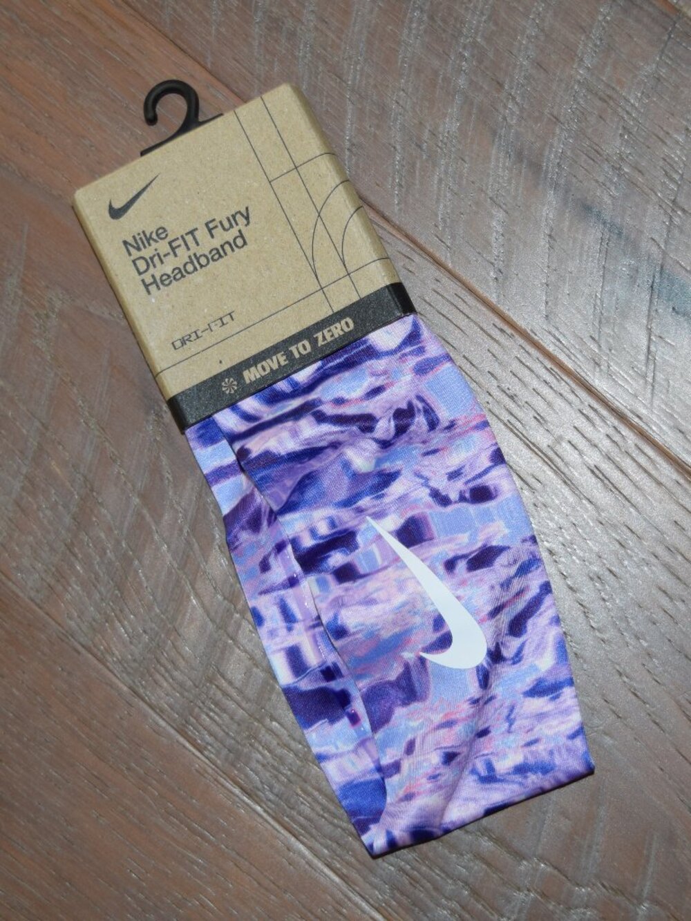 NIKE DRI-FIT FURY HEADBAND “MOVE TO ZERO” Swoosh Logo Running Active Band Hair